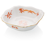 Салатник Meissen квадратный 21см Красный Дракон, золотой кант