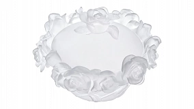 Конфетница с крышкой Decor de table Роза 17 см, хрусталь, белая, п/к