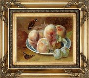 Картина "Персики в тарелке" 28*36см + багет №43