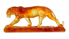 Фигурка Decor de Table Pate de Verre Cristal Пума 22 см, темно-янтарная, п/к