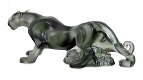 Фигурка Decor de Table Pate de Verre Cristal Леопард, хрустальное тесто, серая, п/к